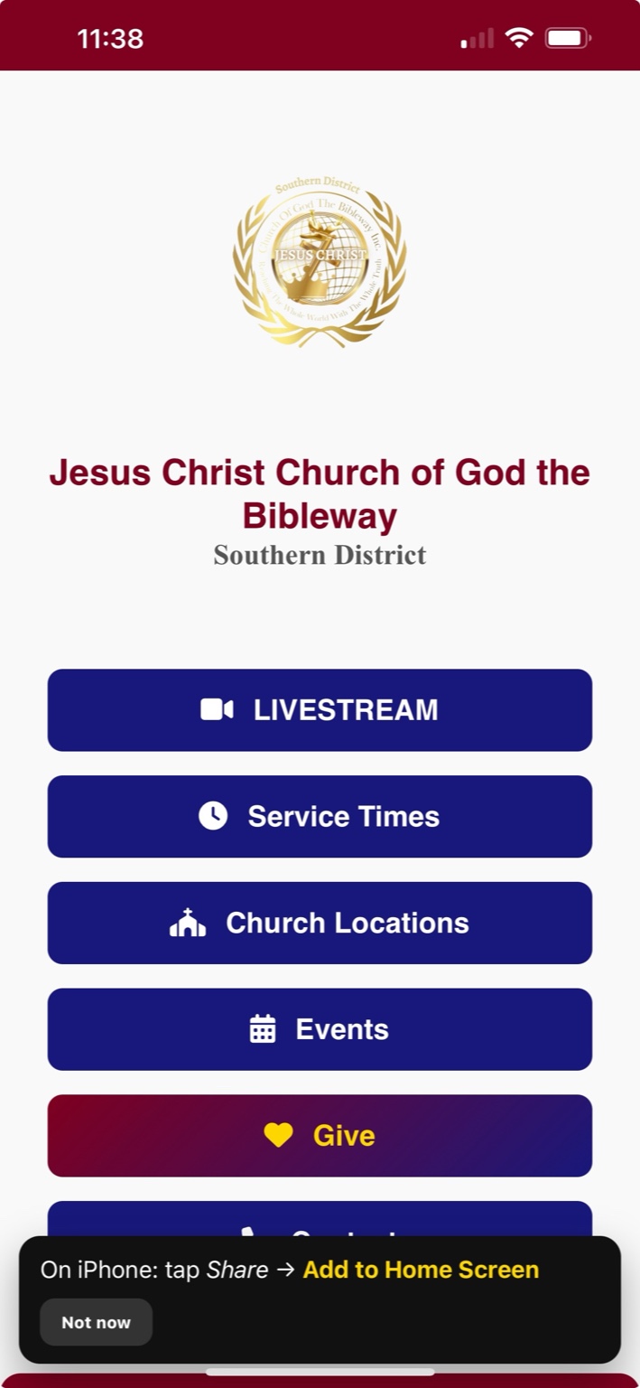 JCCOGTB Church App Preview